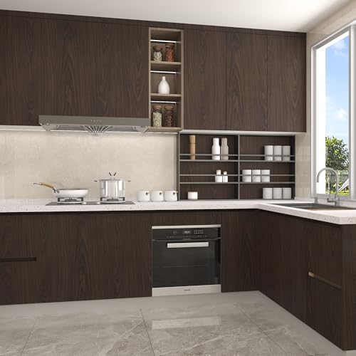Extra Wide Walnut Contact Paper Wood Vinyl Wrap Dark Wood Grain Wallpaper - color: Brown, size: 48"W x 118"L