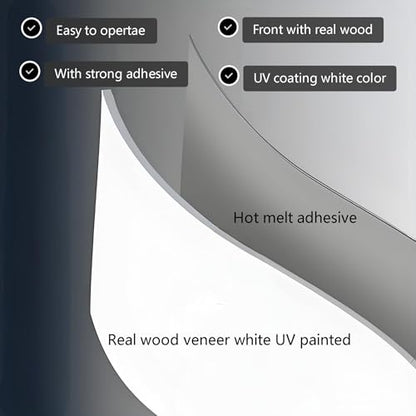 White Edge Banding Not Melamine PVC Edging Band,3/4 inch x50ft Pre-glued Real Wood Veneer Iron on Tape,Backed with Hot Melt Adhesive Flexible Strip Apply for Furniture Cabinet Restoration