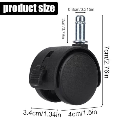 4pcs 360° Swivel Caster Wheels, 1.5in Locking Casters
