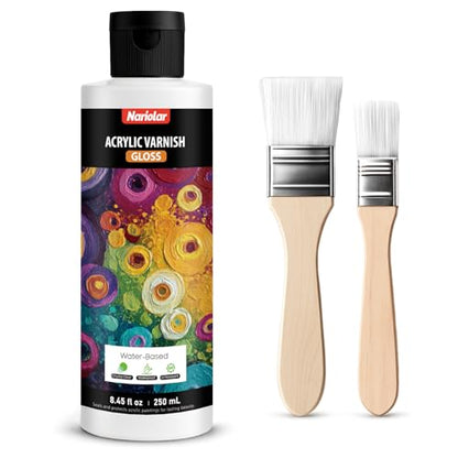 Nariolar Gloss Varnish for Acrylic Painting 8.5 fl oz /250 ml Fast Drying - style: 8.5 oz