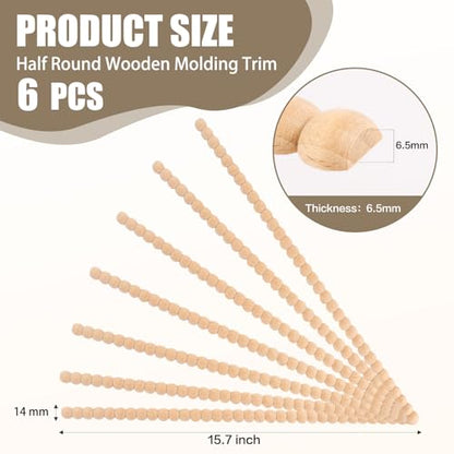 Wood Bobbin Trim Molding Beaded Wood Trim 15.7 Inch Long - size: 14mm