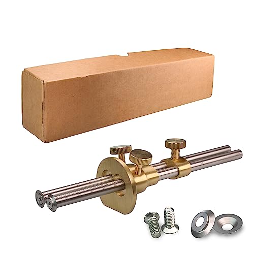 Double blade Wheel Marking Gauge Kit with 2 Extra Cutter Wheels and Screws, Small Anti Roll Brass Head, Metric Micro Adjuster Ruler, Woodworking Tools Scriber for Woodworking - color: W-dmg-1pc