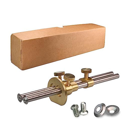 Double blade Wheel Marking Gauge Kit with 2 Extra Cutter Wheels and Screws, Small Anti Roll Brass Head, Metric Micro Adjuster Ruler, Woodworking Tools Scriber for Woodworking - color: W-dmg-1pc
