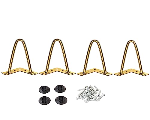 Osring 3 Inch Hairpin Legs 3/8" Dia 2 Rods, Gold Furniture Table Feet 4pcs - color: Gold, size: 3 Inch