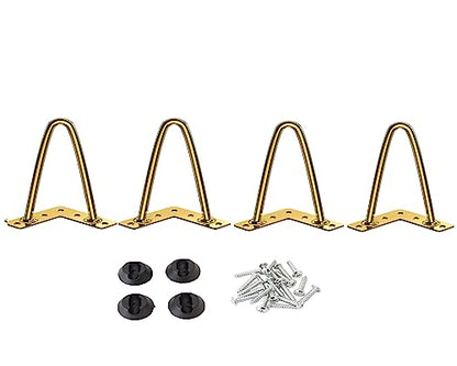 Osring 3 Inch Hairpin Legs 3/8" Dia 2 Rods, Gold Furniture Table Feet 4pcs - color: Gold, size: 3 Inch