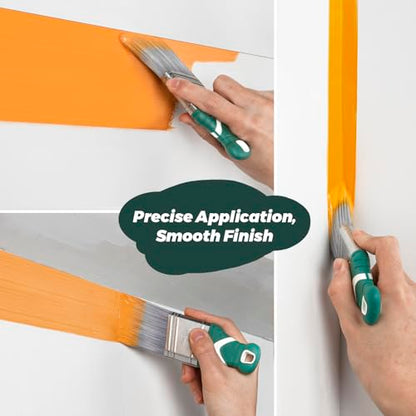 9 Pack 2" Angled Paint Brush Set, Synthetic Bristles, Rubber Short Handle - size: 2 Inch Angled, 9 Pack