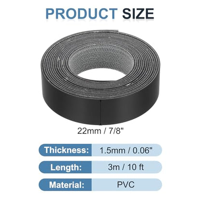 MECCANIXITY Black Edge Banding 10 ft x 7/8 Inch Veneer Tape Pre-glued Flexible Plywood Edge Banding with Hot Melt Adhesive for Furniture Restoration - size: 10 ft x 7/8 Inch
