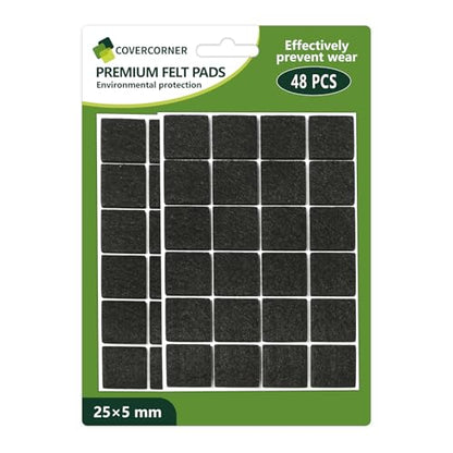 Felt Furniture Pads for Hardwood Floors 48 PCS 1" Square, Black - size: 48PCS 1 inch Square Black