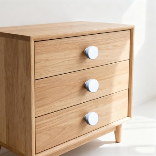 2Pcs Wooden Cabinet Knobs, Wood Dresser Knobs Cylindrical Kitchen Cabinet Knob Modern Small Round Knob for Furniture Dresser Cupboard Drawer Closet Door (White) - color: White-Cylinder