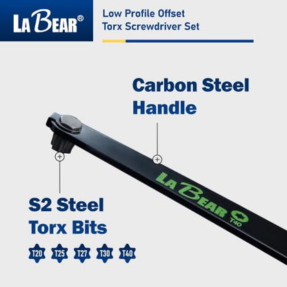 LABEAR 5-Piece EDC Low Profile Offset Torx Screwdriver Set, T20-T40 - size: TORX