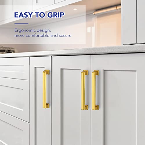 Ravinte Hardware Gold Cabinet Pulls, 5 Inch (128mm), 5 Pack - color: Gold, size: 5" Hole Center