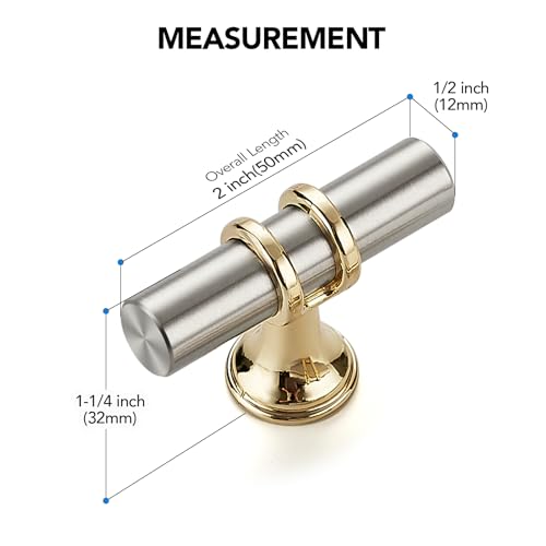 10 Pack Gold and Brushed Nickel Cabinet Knobs 2in Drawer Knobs Single Hole - color: Brushed Nickel&Gold