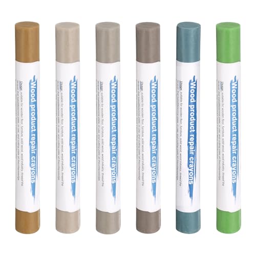 HARFINGTON Wood Filler Sticks 6 Colors Wooden Wax Touch Up Furniture Repair Crayons for Medium Brown, Gray Blue, Grass Green, Medium Yellow, Medium Brown, Dark Brown - color: Dark Series