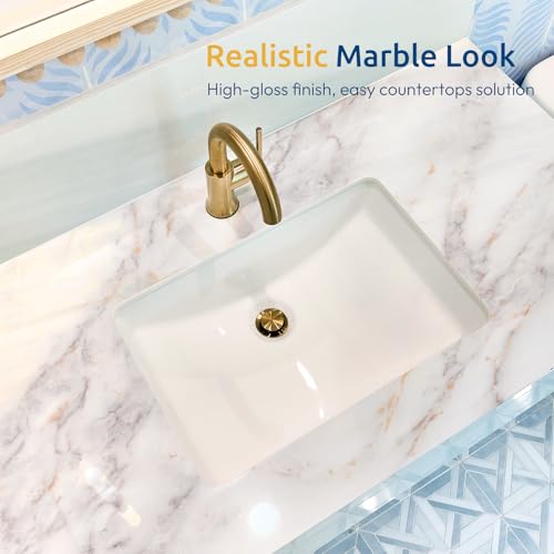 rabbitgoo Glossy Marble Contact Paper Peel and Stick, 17.5" x 78.7" - color: Glossy, size: 17.5" x 78.7"