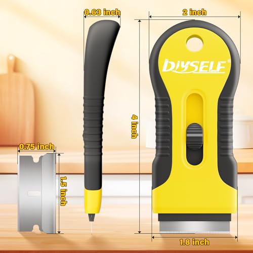 DIYSELF 2 Pack Scraper Tool, Quick-Change Razor Scraper with 10 Blades - color: Yellow