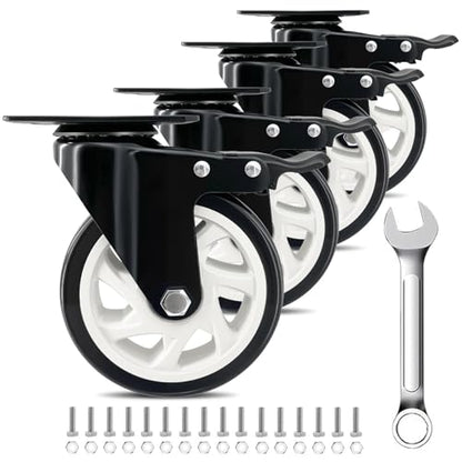 5" Heavy Duty Caster Wheel with Brake, Swivel Casters Set of 4 - color: Black, size: 5 IN
