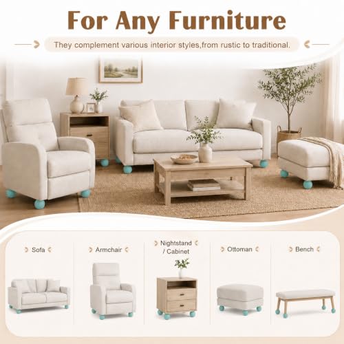 4 Inch Green Wooden Sofa Legs Set of 4 Wood Round Sofa Legs - color: Green