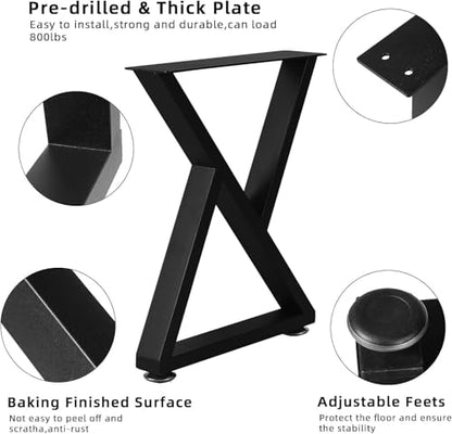 NXN-HOME 16'' Tall Metal Table Legs for Furniture, Bench Legs, Coffee Table Legs, DIY Furniture Legs Set of 2