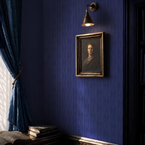 JiffDiff Navy Blue 3D Embossed Textured Peel Stick Wallpaper 17.3"x120" - color: Navy Blue, size: 17.3" x 120"