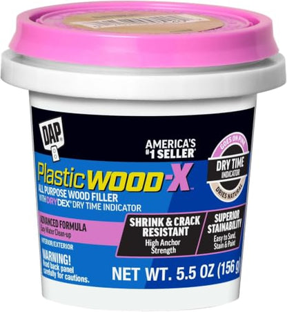DAP Plastic Wood-X with DryDex Wood Filler, Natural, 5.5 Oz (7079800540) (Pack of 6) - size: 5.5 oz (Pack of 6)
