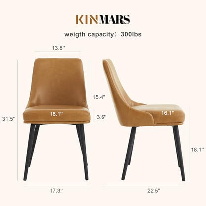 kinmars Kitchen & Dining Leather Dining Chairs Set of 6, Brown - color: Brown-faux Leather