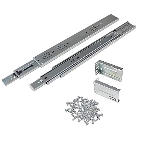 Gobrico 16-Inch Heavy Duty Full Extension Rear/Side Mount Drawer Slides with Brackets Soft Closing Ball Bearing Drawer Runners, 10Pairs - size: 16 Inch