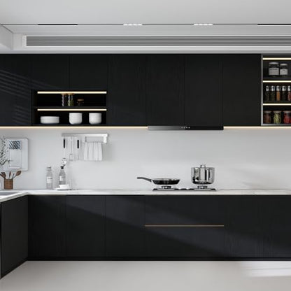 Black Wood Grain Peel and Stick Wallpaper Waterproof Thick Vinyl Contact Paper Removable Self Adhesive Wallpaper for Cabinets Countertops Furniture Shelves Walls Easy to Clean 17.7" × 118" - color: Black, size: 17.7" x 118"