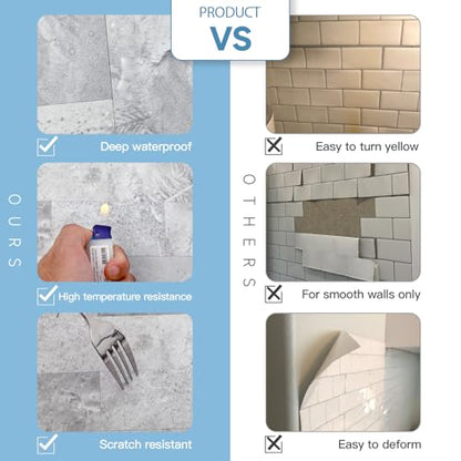 2026 New Upgrade Peel and Stick Backsplash Tile, Peel and Stick 11.34" X 11.57" Wall Tile for Kitchen, Bathroom, Fireplace, Laundry (Gray Stone, 10 Packs) - color: Gray Stone