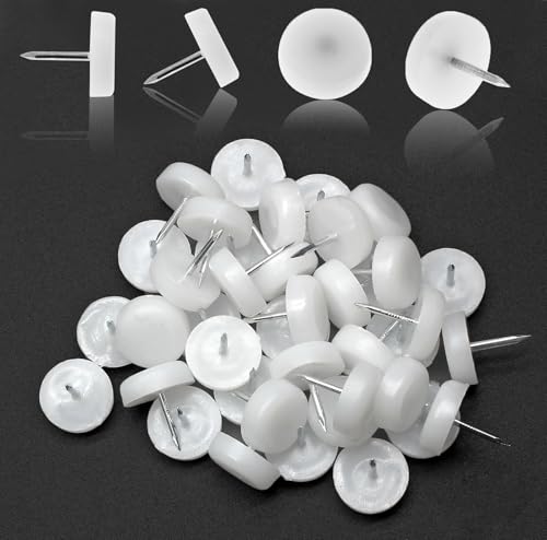40Pcs 18mm Nail in Furniture Glides, White Nylon Tack Pads