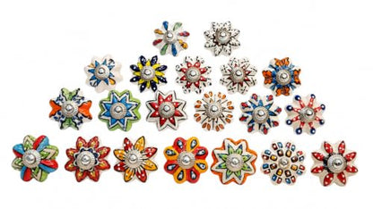 JGARTS Dotted Mix Color Multi Designed Ceramic Cupboard Cabinet Door Knobs Drawer Pulls & Chrome Hardware - Hand Painted Pulls Set of 20 - color: Multicolor 1