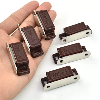 12Pack 15lbs Cabinet Magnets Magnetic Door Catch for Kitchen Closet Door Bathroom Cupboard Wardrobe Closing Drawer Latch and Shutters with Mounting Screws (Brown) - color: Brown