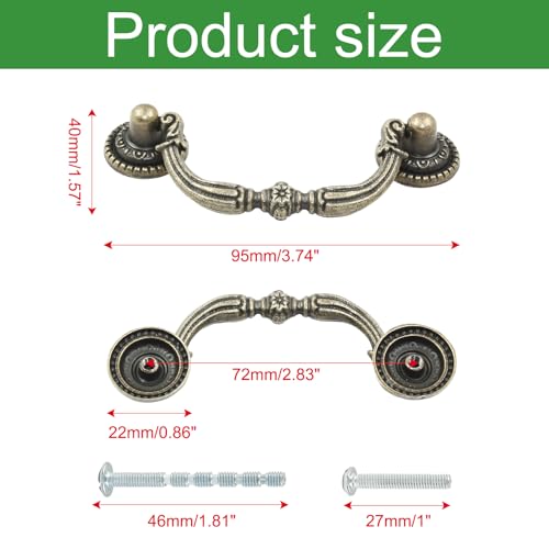 8 Pack 2.75" Hole Center Bail Pull Antique Bronze Drawer Handle - color: Antique Bronze(8 PCS), size: 2.75 Inch