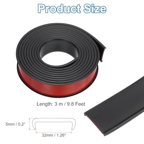 PATIKIL TPE U-Shape Edge Banding, 1-1/4 Inch x 9.8ft Self Adhesive Flexible Veneer Edging Trim Furniture Edge Protector for Shelf Cabinet Table Repair Restoration, Black - size: 9.8Ft x 1.26"