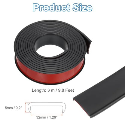 PATIKIL TPE U-Shape Edge Banding, 1-1/4 Inch x 9.8ft Self Adhesive Flexible Veneer Edging Trim Furniture Edge Protector for Shelf Cabinet Table Repair Restoration, Black - size: 9.8Ft x 1.26"