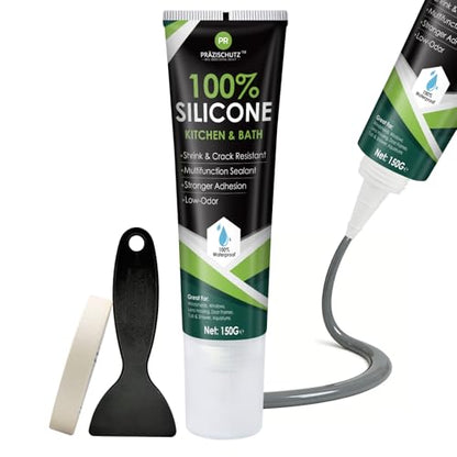 RTV Silicone Sealant - 100% Silicone, Waterproof, Strong Adhesion, Flexible & Durable, Heat & Cold Resistant, Ideal for Car, Kitchen, Bathroom, Window & Door Sealing (Gray,150g) - color: Gray