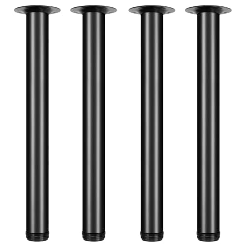 QLLY 20 inch Adjustable Metal Desk Legs, Heavy Duty Furniture Table Legs with 1" Leveling Adjustment for DIY Office Desk, Workbench, Dining Table, Set of 4 (Black) - color: Black, size: 20 inch
