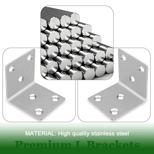 40PCS L Brackets 2X2X0.08IN 304 Stainless Steel Corner Braces - size: 2X2X0.08IN