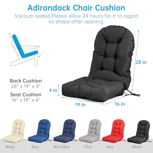 Adirondack Chair Cushion Waterproof Outdoor Rocking Chair Pads - color: Black