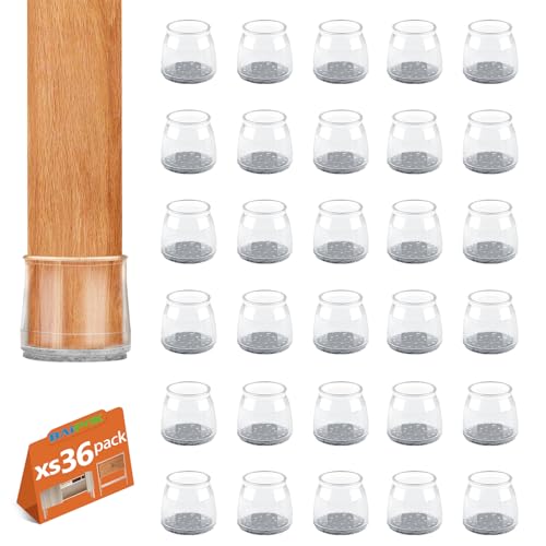 BAIPOK 36Pcs Round Chair Leg Floor Protectors for Hardwood Floors - color: Transparent-36pcs, size: Universal XS(0.70''-0.90'')