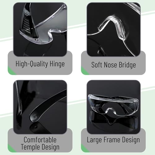 UNCO- Safety Goggles Over Glasses, Protective Goggles, Anti Fog, Work, Safety Glasses Over - color: Black, size: 12 Pack