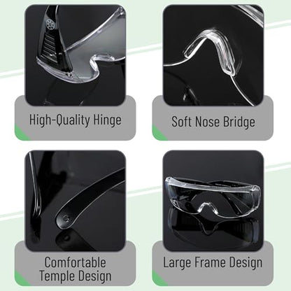 UNCO- Safety Goggles Over Glasses, Protective Goggles, Anti Fog, Work, Safety Glasses Over - color: Black, size: 12 Pack
