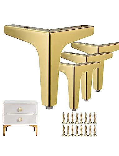 Furniture Legs, Modern Furniture Sofa Legs,Metal Triangle Table Cabinet Cupboard Feet DIY Replacement Parts,Set of 4 (5" Height,Gold) - color: Gold, size: 5"/13cm
