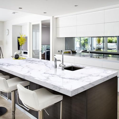 Arthome White Marble Contact Paper - Peel and Stick Wallpaper - Self-Adhesive & Removable Wall Paper for Furniture Desk, Kitchen Countertop, Cabinet, Shelf Liner, Wallcovering, (35.4"x120") - color: White Marble, size: 35.4" x 120"