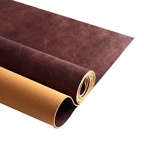 Premium Faux Leather Upholstery Fabric 1.2mm Thickness，Waterproof Upholstery Leather Distressed Bark Fabric(Dark Brown,Pre-Cut 18"x54") - color: Dark Brown, size: 18"x54"
