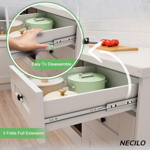 NECILO 14 Inch Stainless Steel Soft Close Drawer Slides, 100lb - size: 14 Inch