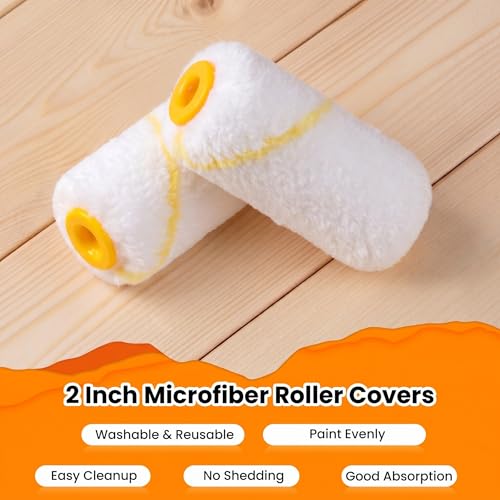 Paint Roller Covers, 2 Inch, 3/8" Nap Microfiber Roller, 12 Pcs