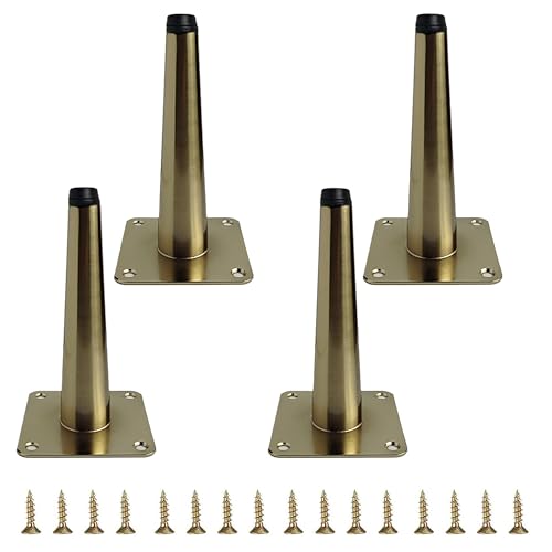 4pcs 6 inch (15cm) Brass Metal Furniture with Level Feet - color: Brass, size: 6 inch