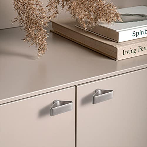 Goo-Ki 6 Pack Brushed Nickel Elegant Matte Modern Triangular Cabinet Knobs with Open Center Design Satin Zinc Alloy Drawer Hardware - color: Brushed Nickel