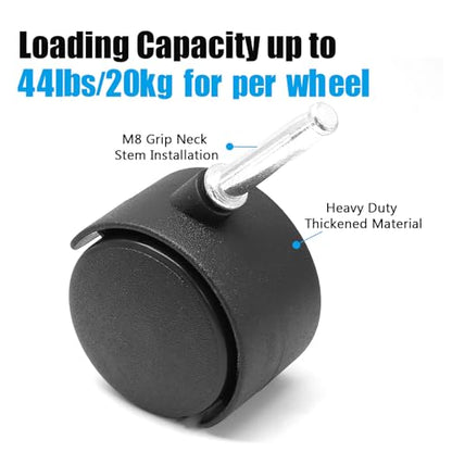4pcs 2 Inch Swivel Caster Wheels, M8 Grip Neck Stem - style: 2 Inch-M8 Grip Neck Stem