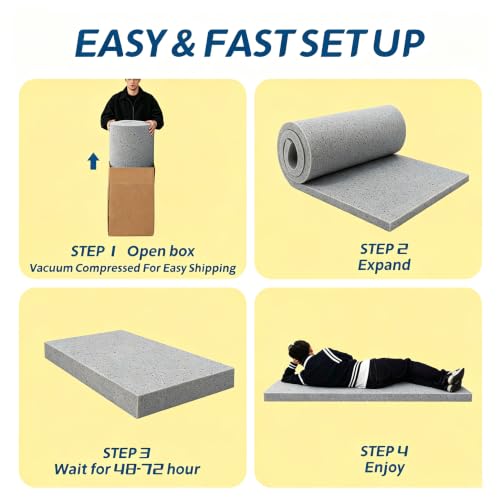 High Density Upholstery Foam Padding Thick 1/2"X24"X74" Gel Memory Foam - color: Grey, size: 24*72*0.5 IN